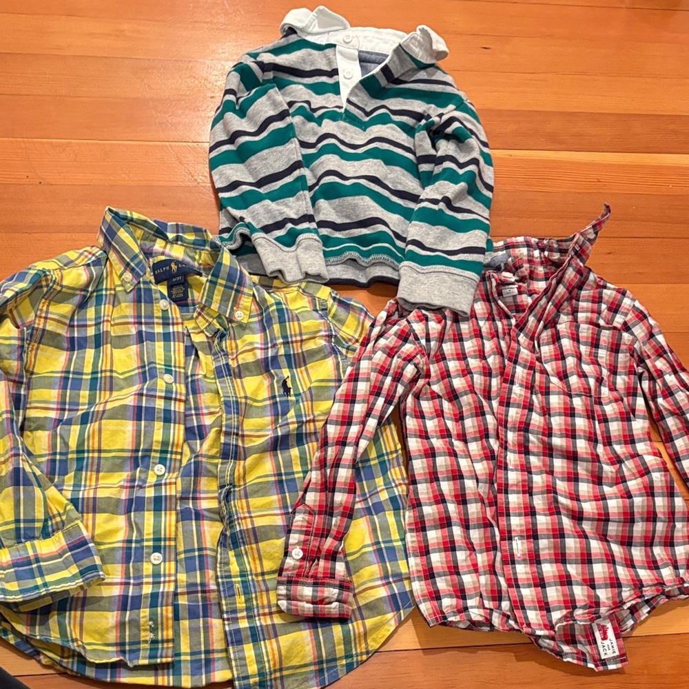 Ralph Lauren Kids Plaid and Striped Shirt Trio